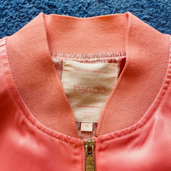 NWOT Pink Satin "Party Animal" Bomber Jacket Size Medium - Picture 3 of 4